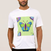 Patchwork Vlinderpatroon op Groen T-shirt (Voorkant)