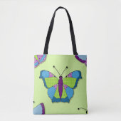 Patchwork Vlinderpatroon op Groen Tote Bag (Voorkant)