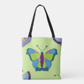 Patchwork Vlinderpatroon op Groen Tote Bag (Achterkant)