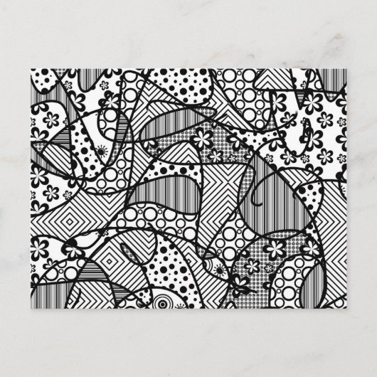 Patchwork voor zwart-wit patroon 04 briefkaart (Voorkant)