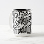 Patchwork voor zwart-wit patroon 04 tweekleurige koffiemok (Voorkant links)