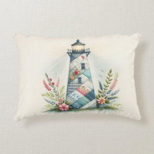 Patchwork Vuurtoren Kust Bloemenscène Accent Kussen