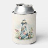 Patchwork Vuurtoren Kust Bloemenscène Blikjeskoeler (Blikje Voorkant)