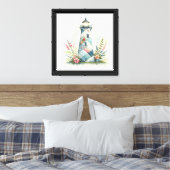 Patchwork Vuurtoren Kust Bloemenscène Canvas Afdruk (Insitu (Slaapkamer))