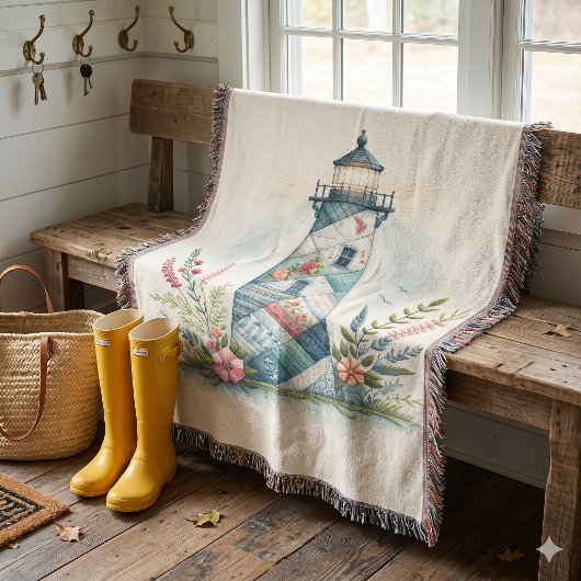 Patchwork Vuurtoren Kust Bloemenscène Deken