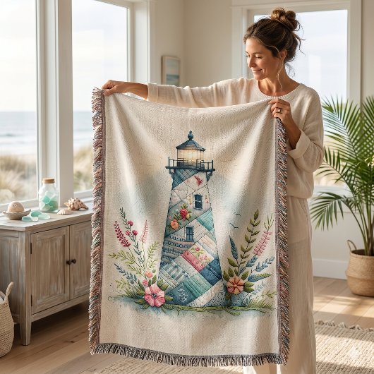 Patchwork Vuurtoren Kust Bloemenscène Deken
