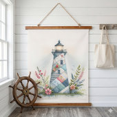 Patchwork Vuurtoren Kust Bloemenscène Hangend Wandkleed