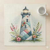 Patchwork Vuurtoren Kust Bloemenscène Legpuzzel