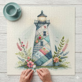 Patchwork Vuurtoren Kust Bloemenscène Legpuzzel