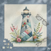 Patchwork Vuurtoren Kust Bloemenscène Legpuzzel