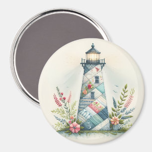 Patchwork Vuurtoren Kust Bloemenscène Magneet