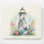 Patchwork Vuurtoren Kust Bloemenscène Muismat (Voorkant)
