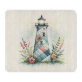 Patchwork Vuurtoren Kust Bloemenscène Snijplank (Voorkant)