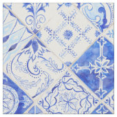 Patchwork Waterverf Tile Modern Farmhouse Rustic Stof (Close Up)