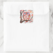 Patchwork Waterverf Uil Valentijn Kaart Vierkante Sticker (Tas)