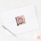 Patchwork Waterverf Uil Valentijn Kaart Vierkante Sticker (Envelop)