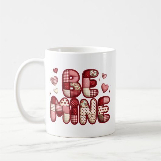 Patchwork "Wees Van Mij" Valentijns Beker Koffiemok (Links)