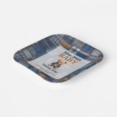 Patchwork Western Denim Bear Blue Jean Baby Shower Papieren Bordje (Gebogen)
