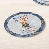 Patchwork Western Denim Bear Blue Jean Baby Shower Ronde Kartonnen Onderzetter (Gebogen)