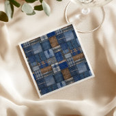 Patchwork Western Denim Bear Blue Jean Baby Shower Servet