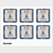 Patchwork Western Denim Bear Blue Jean Baby Shower Vierkante Sticker (Vel)