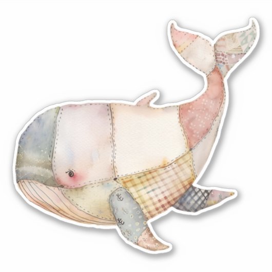Patchwork Whales Sticker (Voorkant)