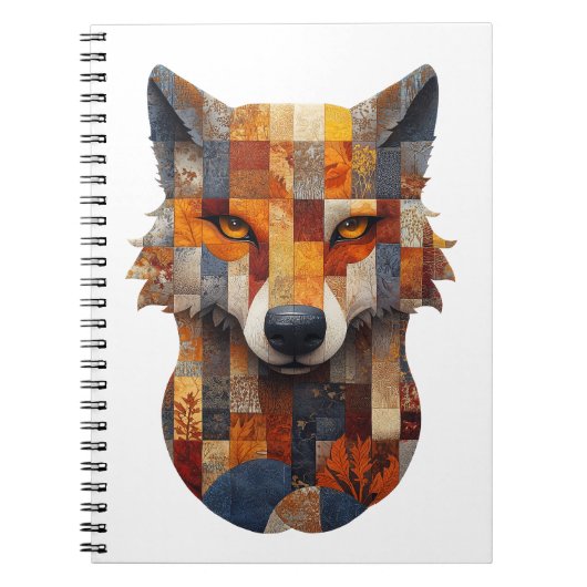 Patchwork Wolf Notitieboek (Voorkant)