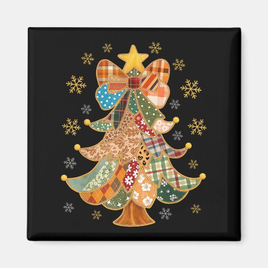 Patchwork Xmas Coquette Bow Lace Merry Bright Chri Magneet (Voorkant)