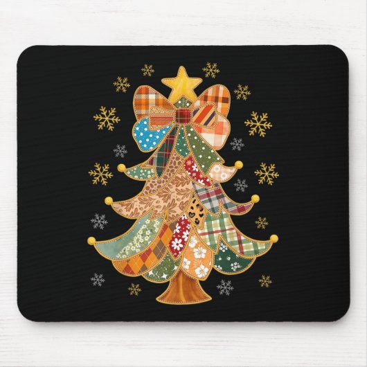 Patchwork Xmas Coquette Bow Lace Merry Bright Chri Muismat (Voorkant)