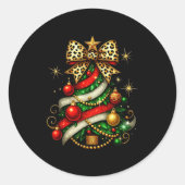 Patchwork Xmas Merry Christmas Tree Coquette Leopa Ronde Sticker (Voorkant)