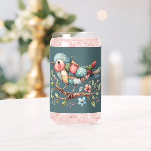 Patchwork Zangvogel op Bloeiende Tak Blikvorm Glas (Insitu (Huwelijk))