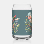 Patchwork Zangvogel op Bloeiende Tak Blikvorm Glas (Links)