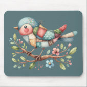 Patchwork Zangvogel op Bloeiende Tak Muismat (Voorkant)