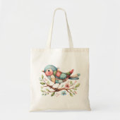 Patchwork Zangvogel op Bloeiende Tak Tote Bag (Voorkant)