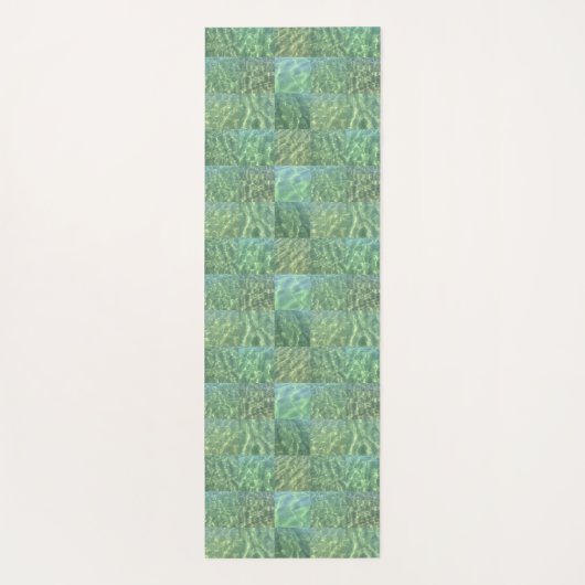 Patchwork Zeeschuim en Ocean Green Water Boho Chic Yogamat (Achterkant)