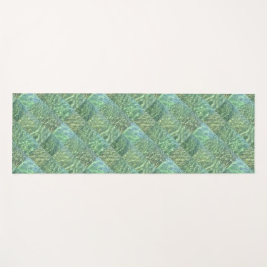 Patchwork Zeeschuim en Ocean Green Water Boho Chic Yogamat (Voorkant (horizontaal))