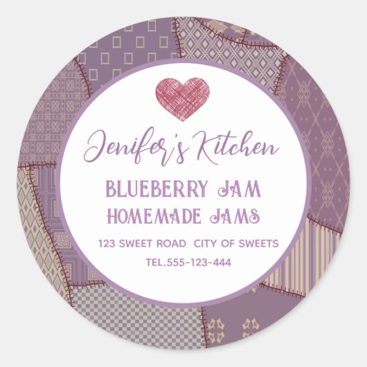 Patchwork zelfgemaakte jam klassieke ronde sticker (Voorkant)