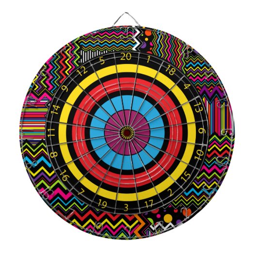 Patchwork Zig Zag Streep Stip Dartbord (Voorkant)