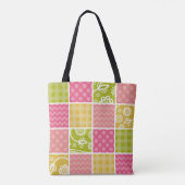 Patchwork, zigzag, Polka Dots, Gingham, Jouw naam Tote Bag (Achterkant)