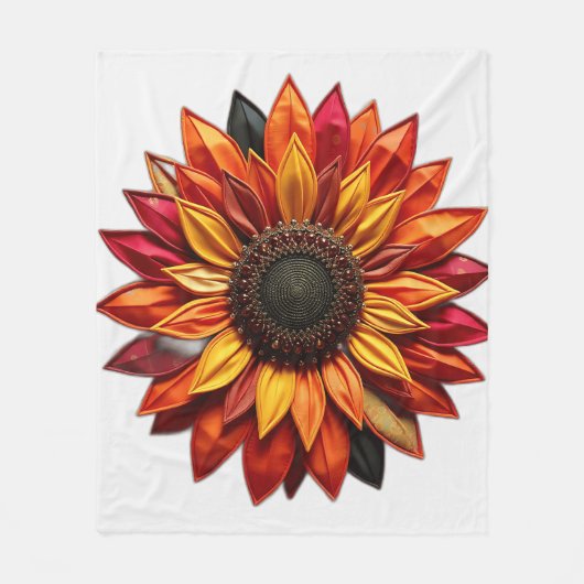 Patchwork Zonnebloem in Sunset Kleuren Fleece Deken (Voorkant)