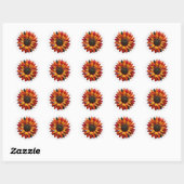 Patchwork Zonnebloem in Sunset Kleuren Ronde Sticker (Vel)