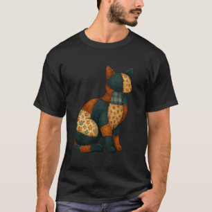 Patchwork Zwarte Kat Halloween Dekbed Patroon T-shirt