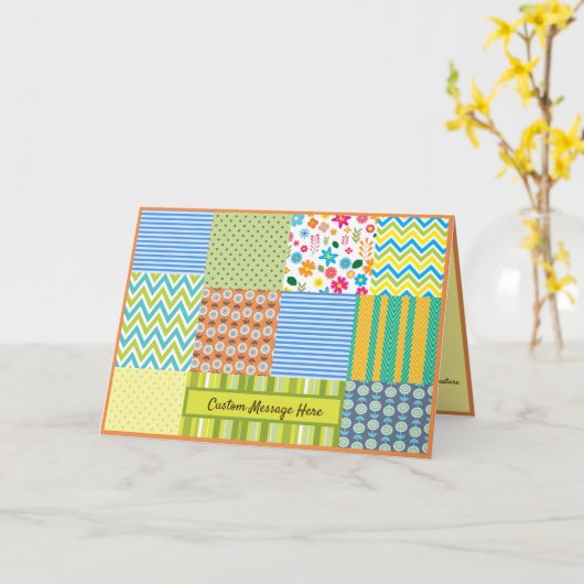 Patchworkdeken Notitie / Wenskaart Kaart (Gele Bloem)