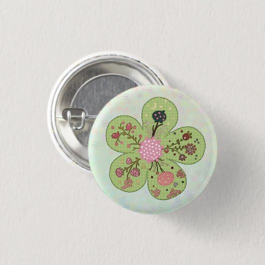 Patchworkfrühlingsblume Ronde Button 3,2 Cm (Voorkant /achterkant)