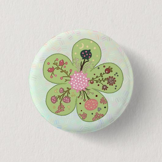 Patchworkfrühlingsblume Ronde Button 3,2 Cm (Voorkant)