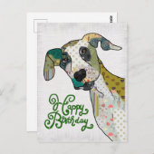 Patchworkhund, Geburtstag Briefkaart (Voorkant / Achterkant)