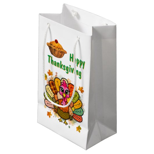 Patchworkkalkoen Thanksgiving Klein Cadeauzakje (Voorkant Gekanteld)
