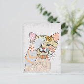 Patchworkkatze Briefkaart (Staand voorkant)