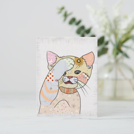 Patchworkkatze Briefkaart (Staand voorkant)