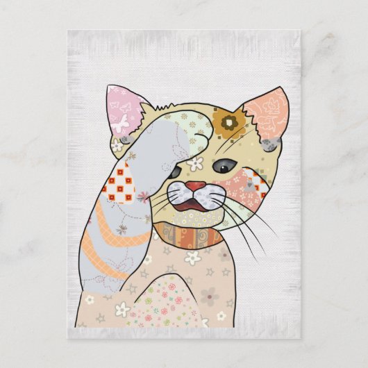 Patchworkkatze Briefkaart (Voorkant)